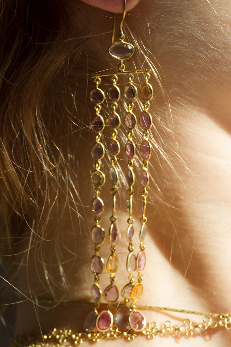 18kt Gold Sapphire Blush Earrings